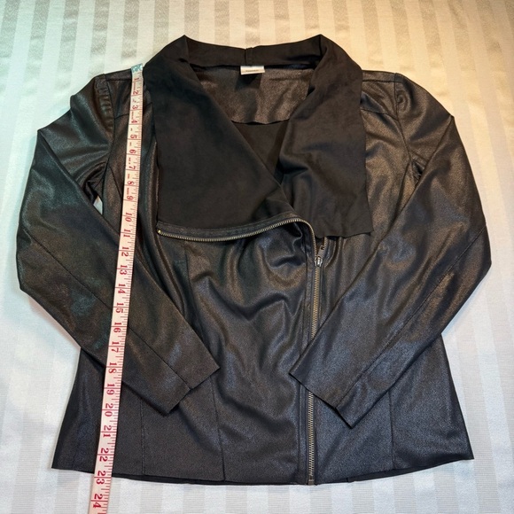 Mote Faux Leather Suede Moto Draped Jacket Asymmetrical Zip-Up Sz Medium Black - Picture 10 of 14